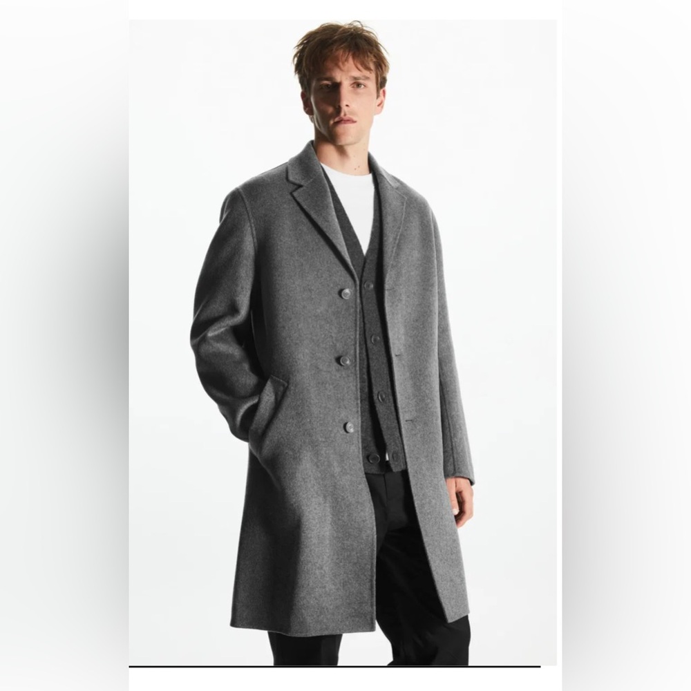COS Oversized Gray Wool-Blend Single-Breasted Coat